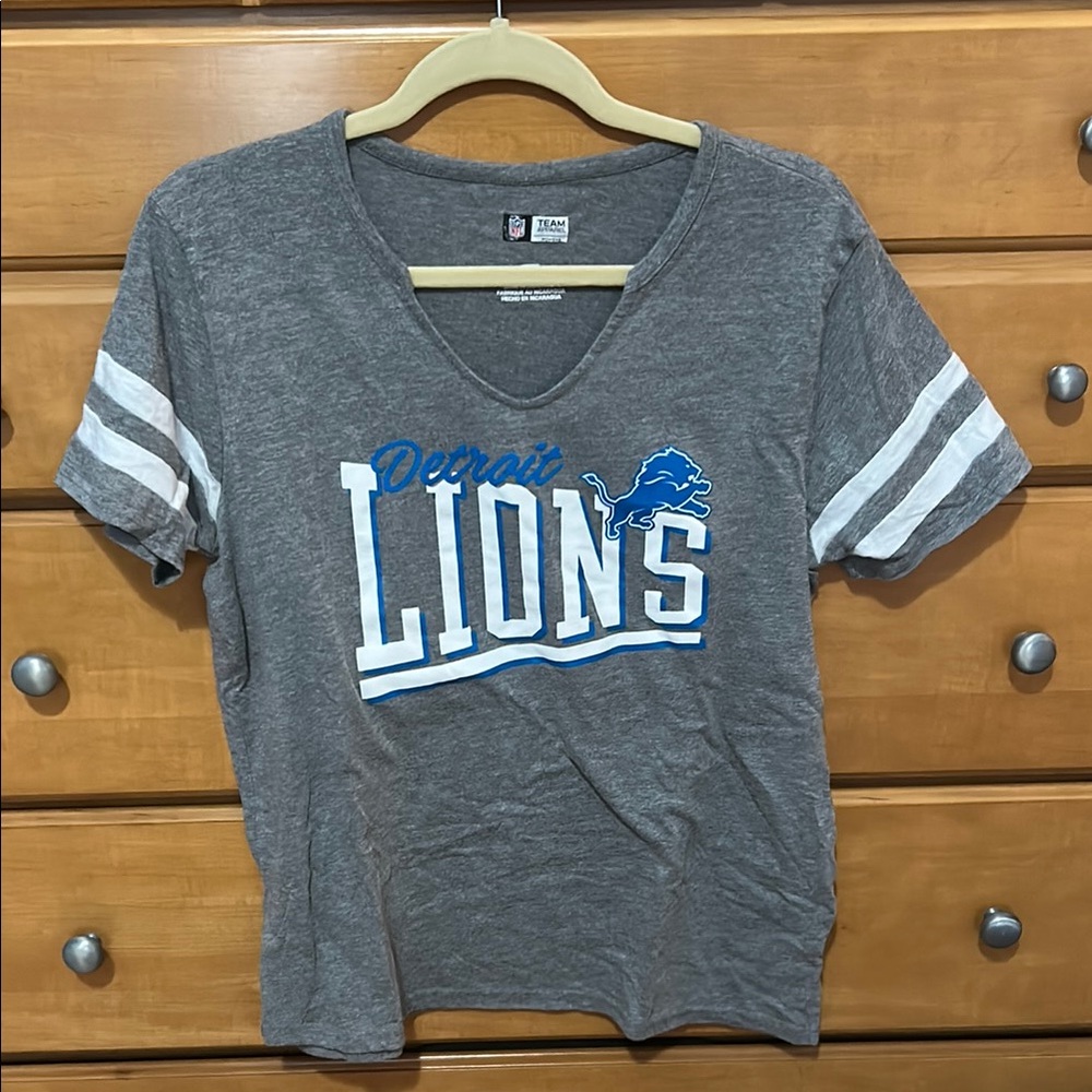 NFL Gray and Blue Detroit Lions Women's Short Sleeve Tee